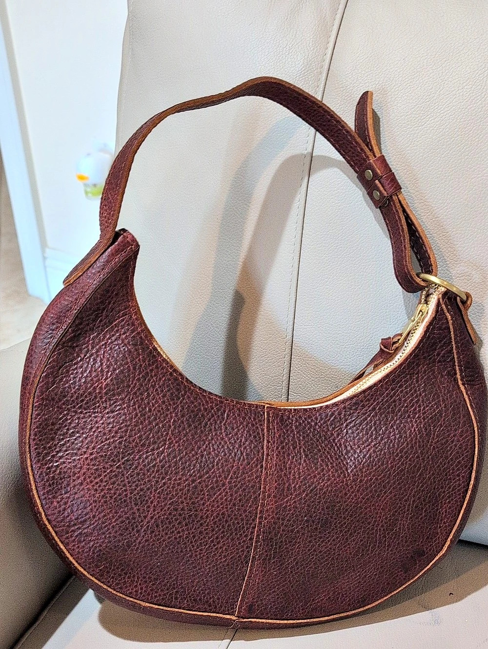 Portland Cresent Hobo Bag In Coldbrew Pebble Leather